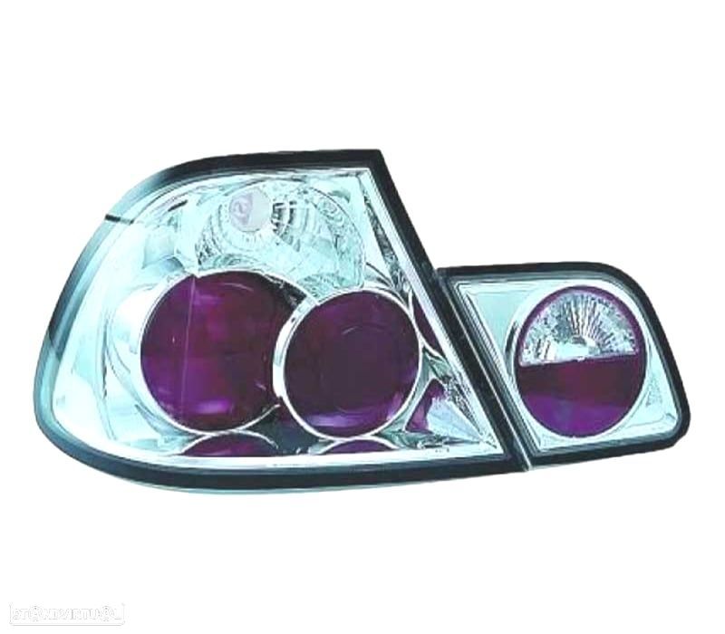 FAROLINS TRASEIROS BMW E46 COUPE 99-03 LOOK LEXUS FUNDO CROMADO - 2