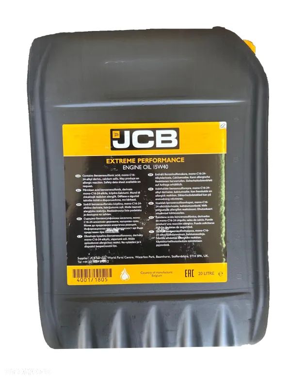 Olej silnikowy JCB EP 15W40 - 20 l (4001/1805E) - 2