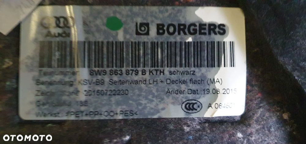 Boczek tapicerka bagażnika lewy tył Audi A4 B9 Kombi 8W9863879B 8W9863991B - 9