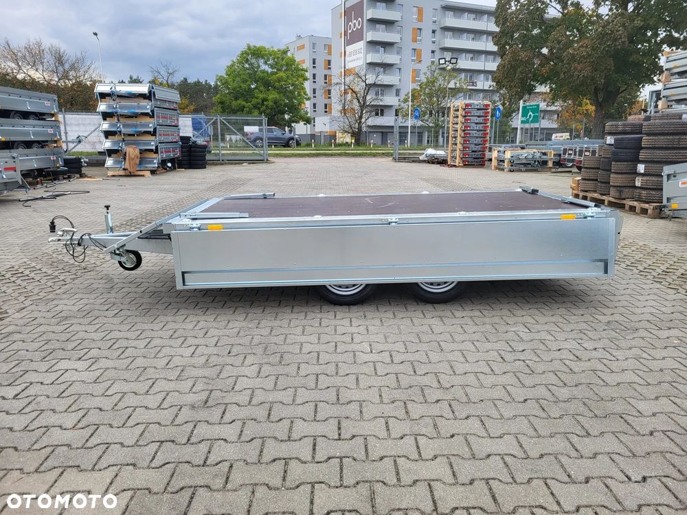 Neptun DOSTAWA! Przyczepa platforma wym. 302x151 SPAWANA! koła pod spodem N7-302 2 kps, wszystkie burty DEMONTOWALNE, lekka kat.B GN273 - 4