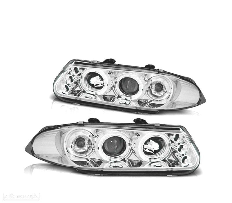 FARÓIS ROVER 200 95-00 ANGEL EYES FUNDO CROMADO - 1