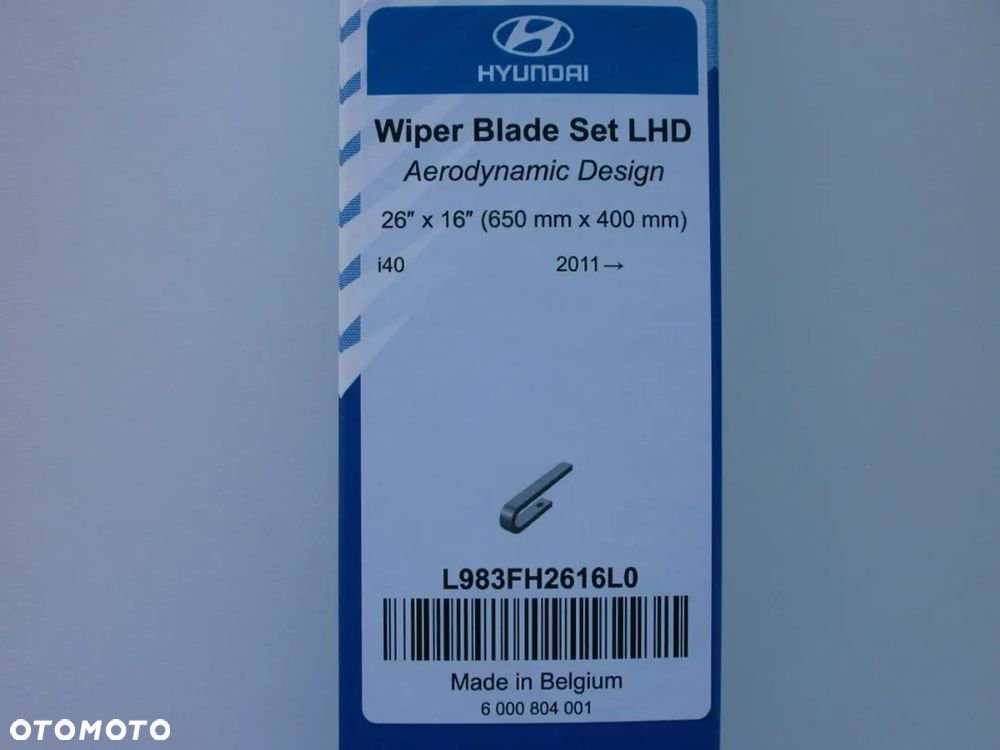 Wycieraczki pióra wycieraczek zestaw HYUNDAI nr kat. L983FH2616L0 - 2