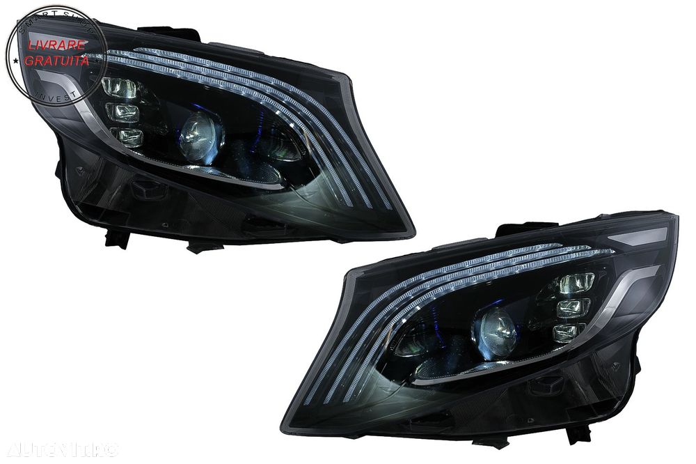 Faruri Full LED Mercedes V-Class W447 (2016-2020) Negru- livrare gratuita - 1