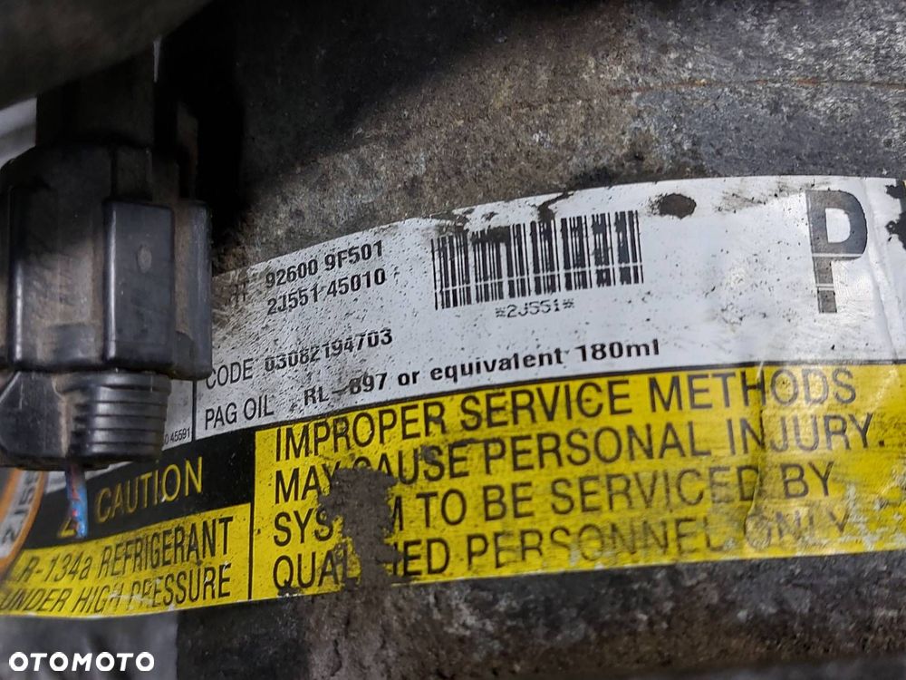 SPRĘŻARKA KOMPRESOR KLIMATYZACJI NISSAN PRIMERA P12 1.6 16V 926009F501 - 4