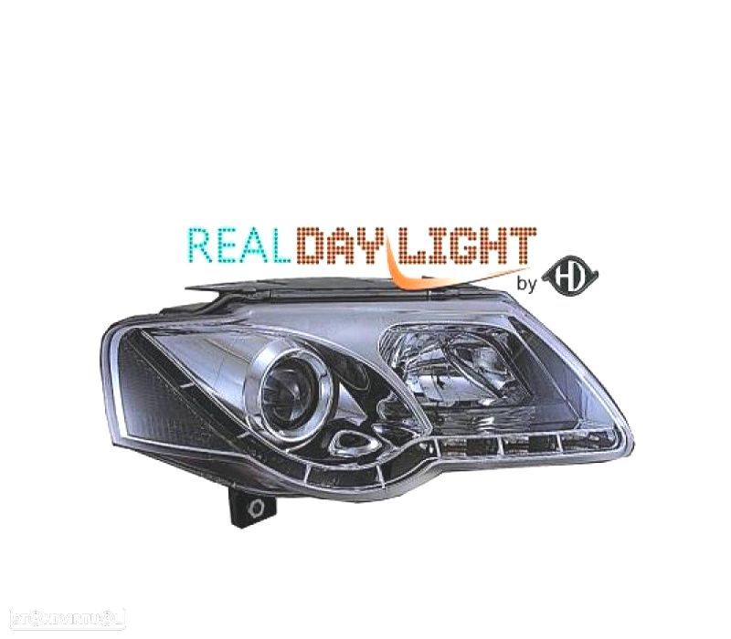 FARÓIS FRONTAIS VOLKSWAGEN VW PASSAT LIM. KOMBI 05-10 DRL CROMO - 1
