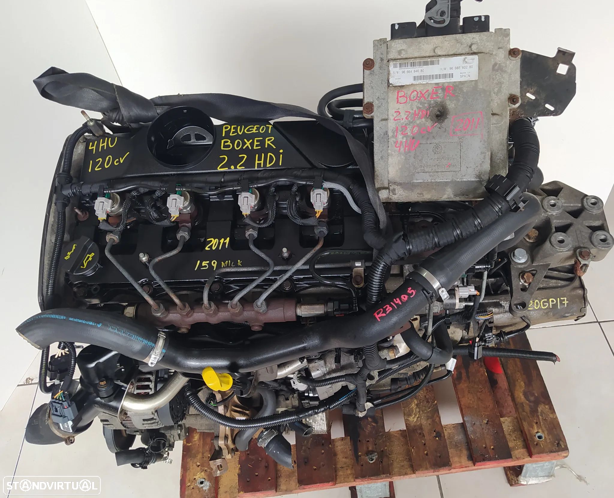 Motor peugeot BOXER 2.2HDI 120cv 4HU 2011 - caixa 6v velocidades 20GP17 - 1