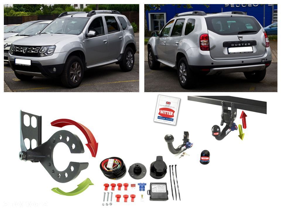 Hak Holowniczy Witter Automatycznie Wypinany Odpinany Pionowo Moduł 13 pin Dacia Duster FL13 2WD 4WD - 1