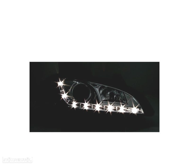 FARÓIS FRONTAIS LUZ DIURNA LED PARA OPEL TIGRA FUNDO CROMADO - 2