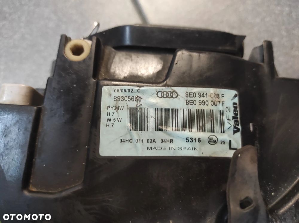 AUDI A4 B6 VALEO LAMPA LEWA PRZEDNIA LEWY PRZÓD SOCZEWKA H7 ..89.. WYSYŁKA !!! - 5