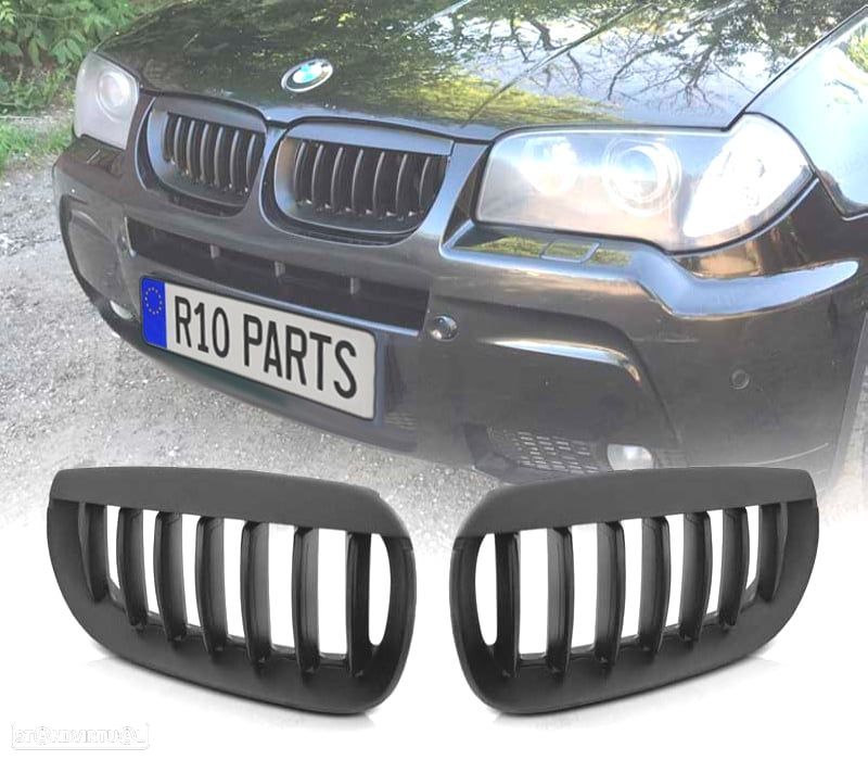 GRELHAS FRONTAIS BMW X3 03-07 PRETA MATT - 1