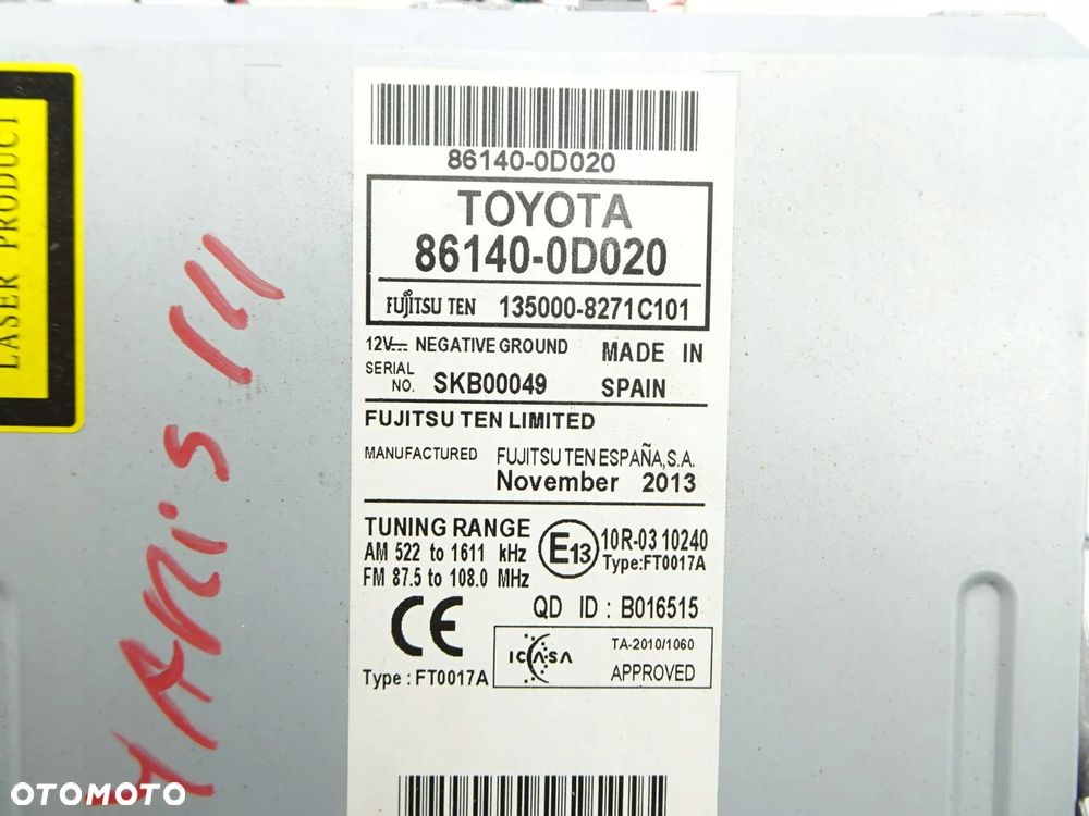 radio cd gps toyota yaris iii 11-17 r. - 10