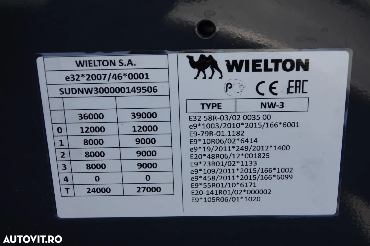 Wielton BASTĂTOR DE OȚEL WIELTON / 26 M3 / JOBINA CP / NOU NOU / DISPONIBIL Imediat - 21