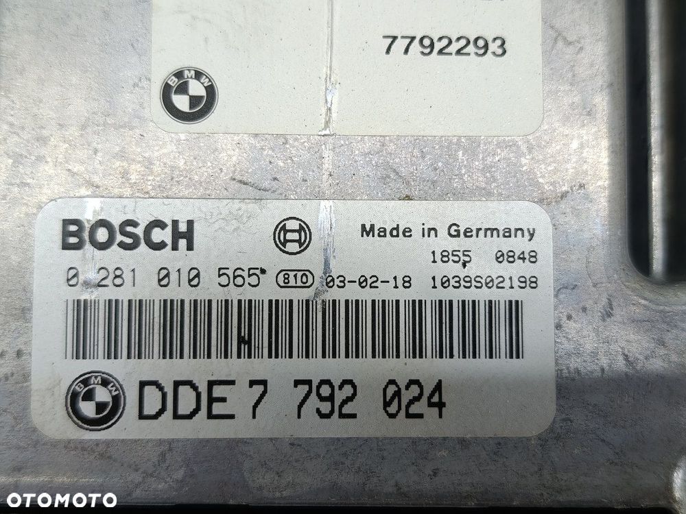 KOMPUTER, STEROWNIK BMW 3 E46 FL 7792024 0281010565  BOSCH 2.0 D - 2
