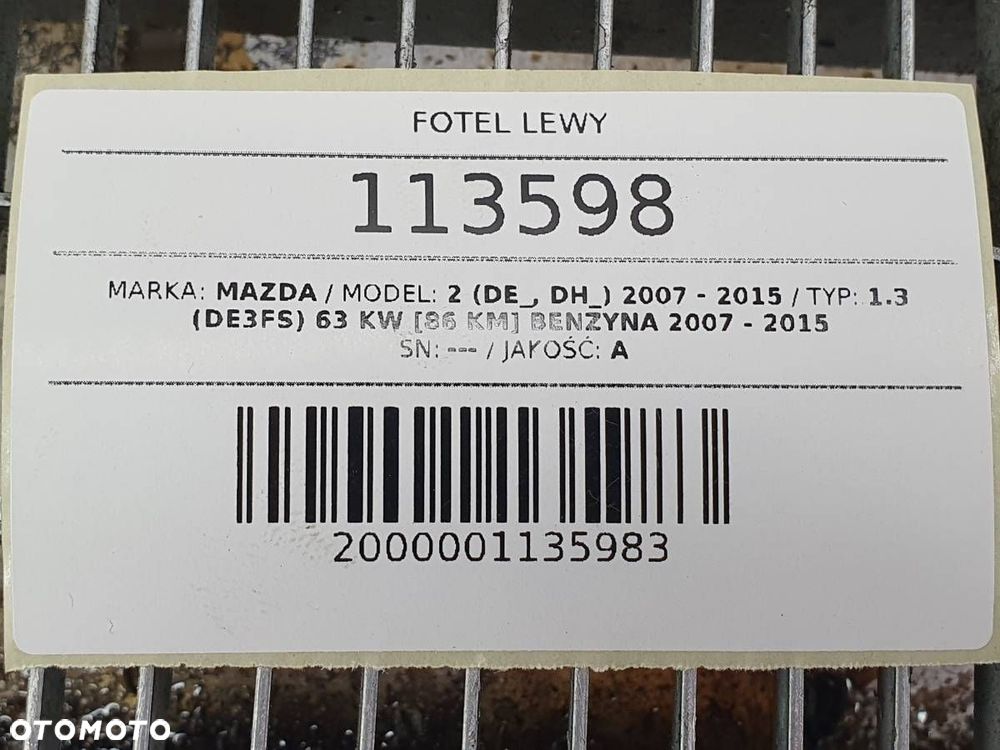 FOTEL LEWY PRZÓD PODGRZEWANY MAZDA 2 DE EUROPA 5D - 11