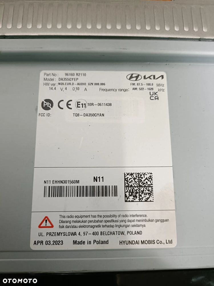 KIA SPORTAGE V 2021- 1,6 T-GDI radioodtwarzacz radioodbiornik radio 96160R2110 * - 3
