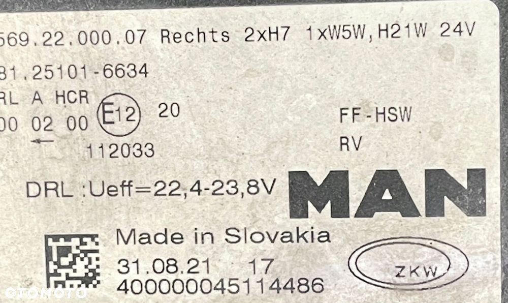 MAN TGS TGX LIONS CITY LAMPA REFLEKTOR PRAWA PRZÓD Z DRL 81251016634 - 10