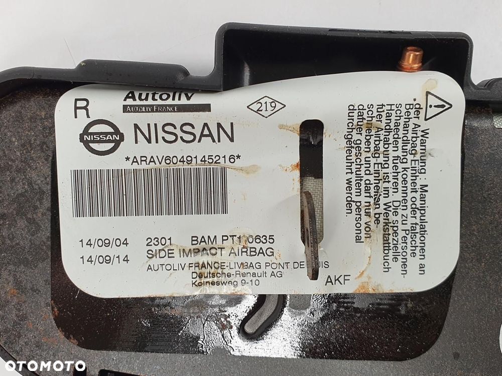 PODUSZKA AIRBAG FOTELA PRAWA NISSAN PRIMERA P12 AV6049145216 - 4
