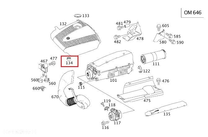 MERCEDFES C-KLASA W203 CLK C209 Lozysko gumowe pokrywy silnika 32mm OE - 2
