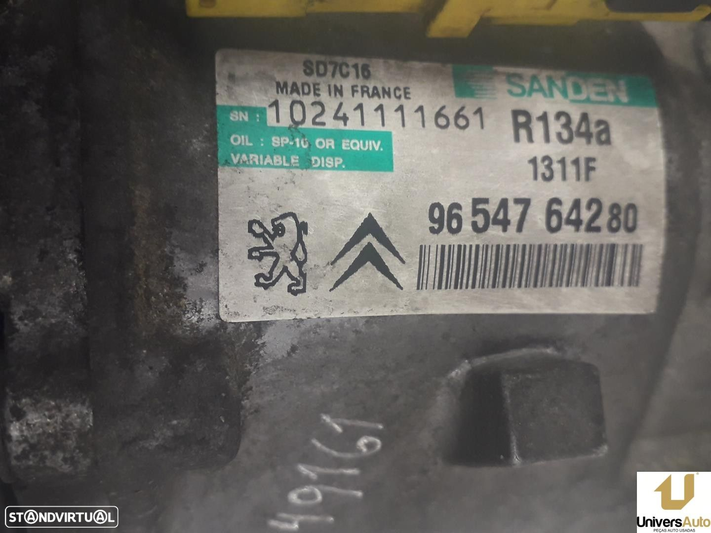 COMPRESSOR AR CONDICIONADO PEUGEOT 407 2007 -SD7C161311F - 3