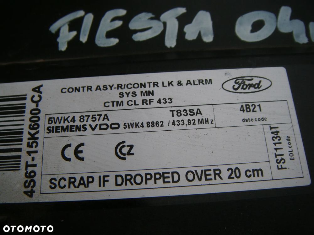 ford fiesta mk6 1.4b 04r moduł komfortu 4s6t-15k600-ca - 2