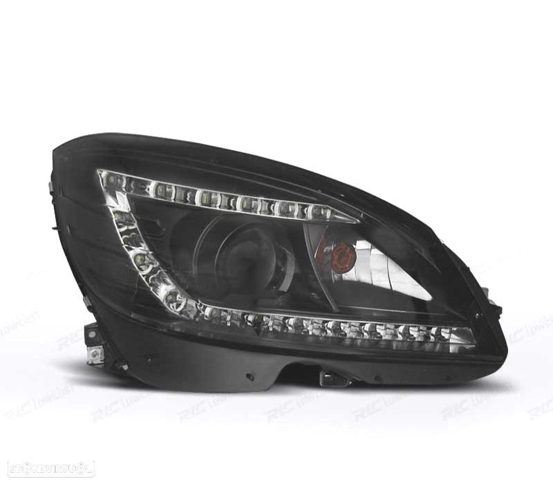 FARÓIS BIXENON MERCEDES CLASSE C W204 07-11 LUZ DIURNA FUNDO NEGRO - 2