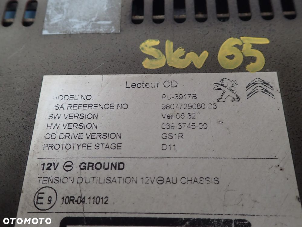 RADIO NAWIGACJA CZYTNIK CD PEUGEOT 98219088- 9807729080-03 ZESTAW - 3