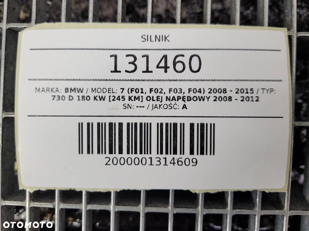 SILNIK SŁUPEK BMW N57 N57D30A F01 F02 F10 245 3.0 D 730 530 - 11