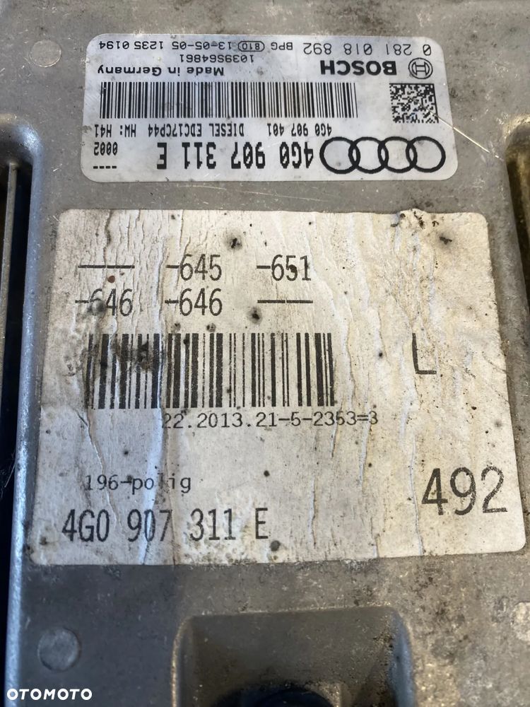 KOMPUTER STEROWNIK SILNIKA ECU AUDI A6C7 3.0TDI  AUTOMAT  4G0907311E  ORYGINAŁ - 4