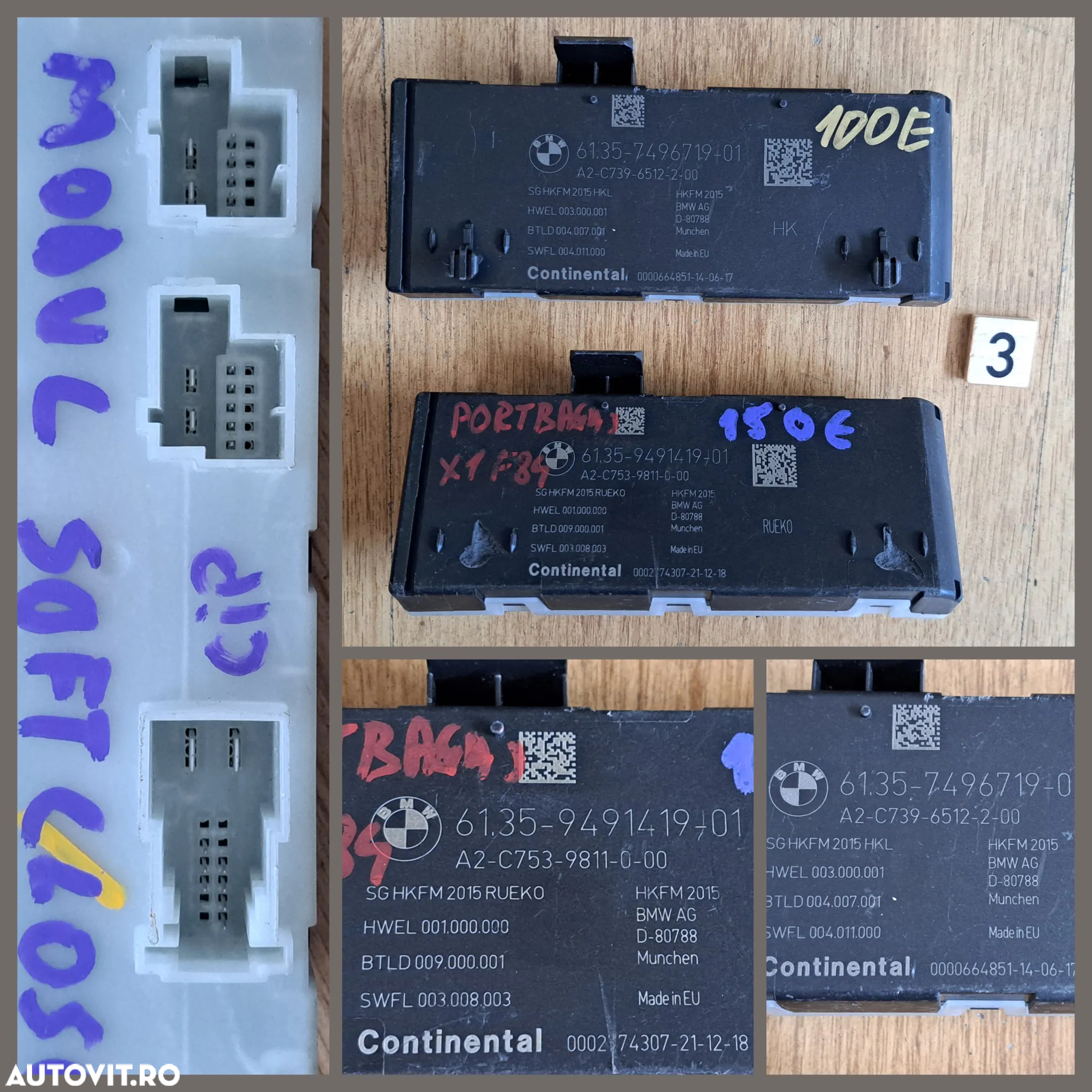 Modul ECU calculator frana de mana FRM 3 lumini modul soft close inchidere portbagaj airbag amplificator antena semnal ECU PDC BMW Seria E F 520d 740dX 760LiS - 4