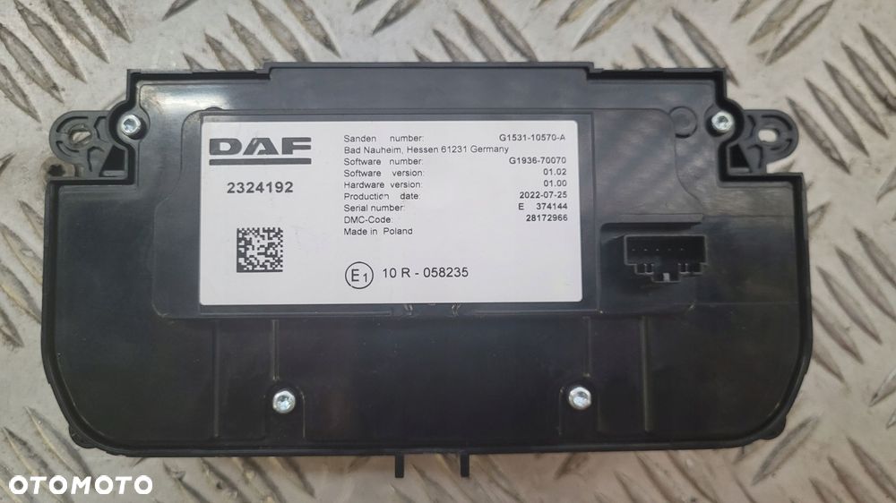 PANEL STEROWANIA / NAWIEWU KLIMATYZACJI DAF XF / XG / XG+ 106 2324192 - 2