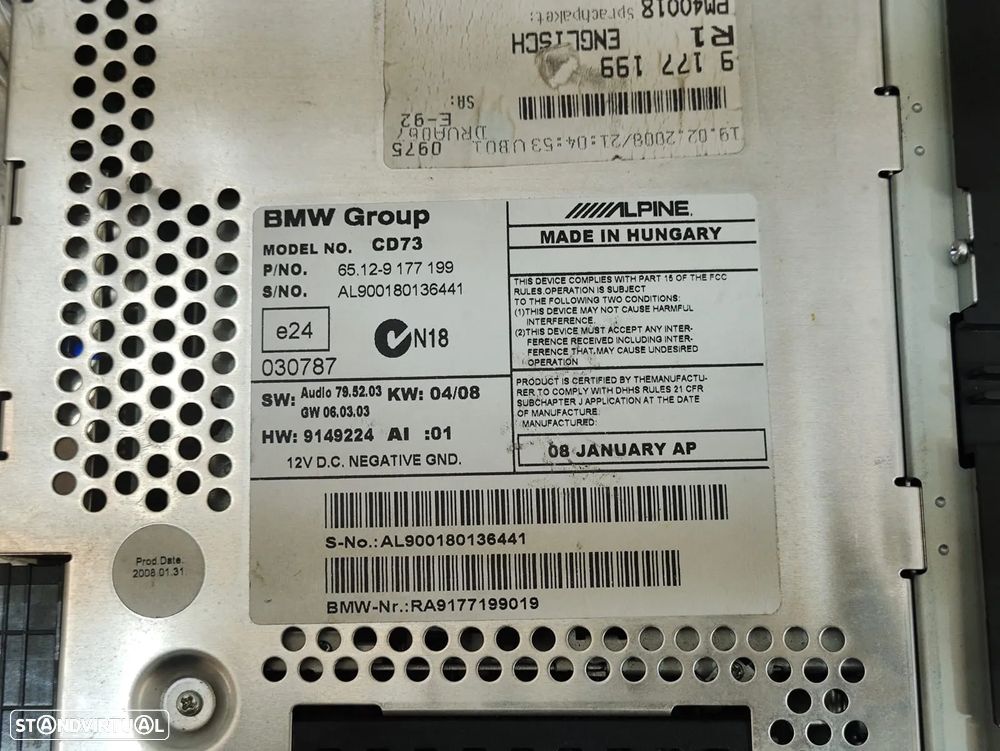 Radio Autoradio Leitor CD Profissional BMW Serie 1 3 9177199 2006 - 2013 - 9
