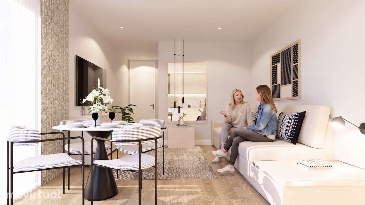 T1 Novo varanda e garagem em condominio com jardim - Grande imagem: 5/48