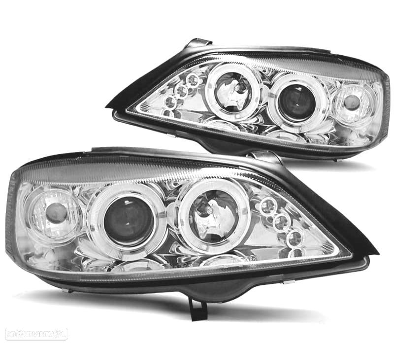 FARÓIS ANGEL EYES OPEL ASTRA 97-04 FUNDO CROMADO - 1