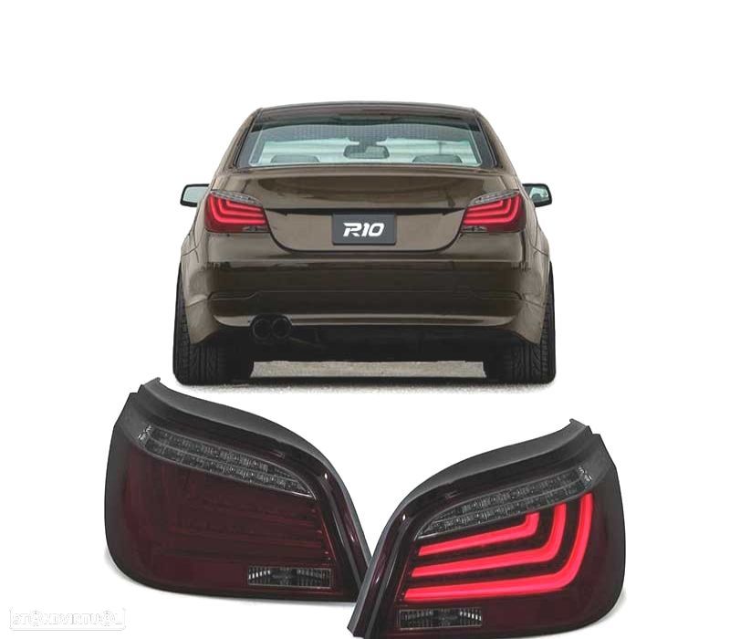 FAROLINS TRASEIROS LIGHTBAR LED BMW E60 03-07 VERMELHO BRANCO ESCURECIDOS 4 PORTAS - 1