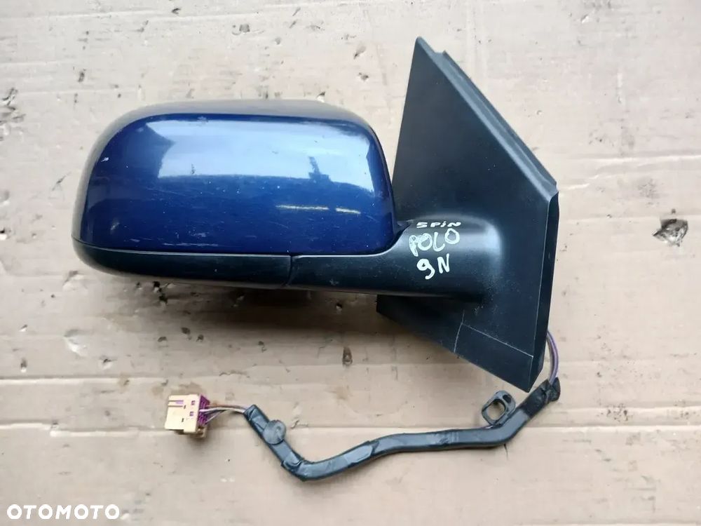 Lusterko prawe lewe Volkswagen Polo 9N IV 5 PIN prawe lewe pasażera kierowcy kolor LD5Q granatowe niebieskie ELEKTRYCZNE 01-09 - 4