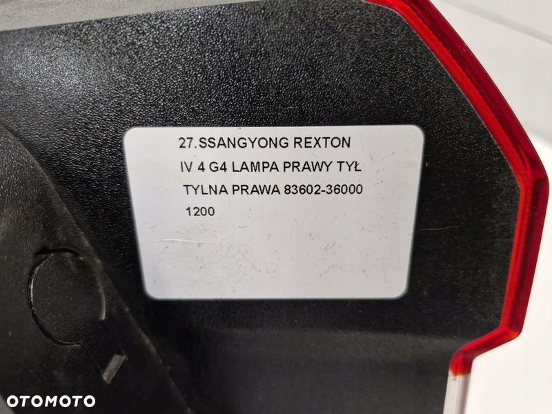 SSANGYONG REXTON IV 4 G4 LAMPA PRAWY TYŁ TYLNA PRAWA 83602-36000 - 5