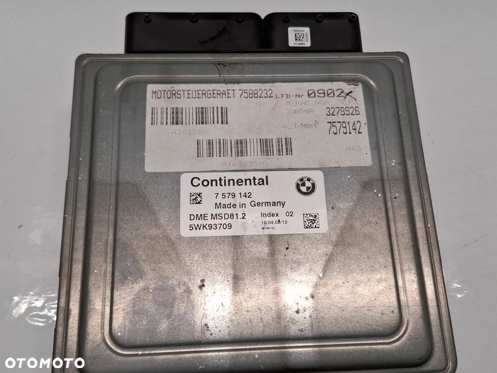 KOMPUTER STEROWNIK SILNIKA BMW E81 E87 E90 E91 E92 E92 E60 E61 N43 7579142 SLASK WYSYLKA - 1