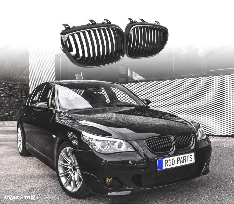 GRELHAS FRONTAIS BMW E60 E61 03-10 LOOK M PERFORMANCE PRETO BRILHANTE - 1
