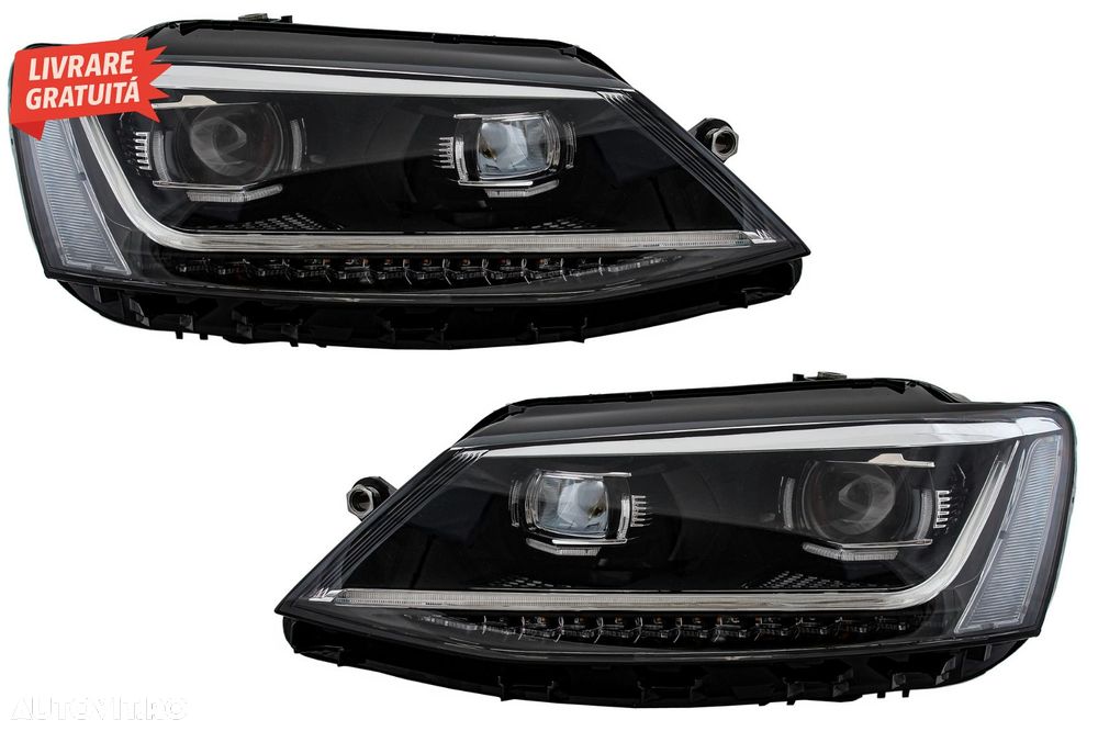 Faruri LED DRL VW Jetta Mk6 VI (2011-2017) Semnal Dinamic Secvential Xenon Matrix - livrare gratuita - 1