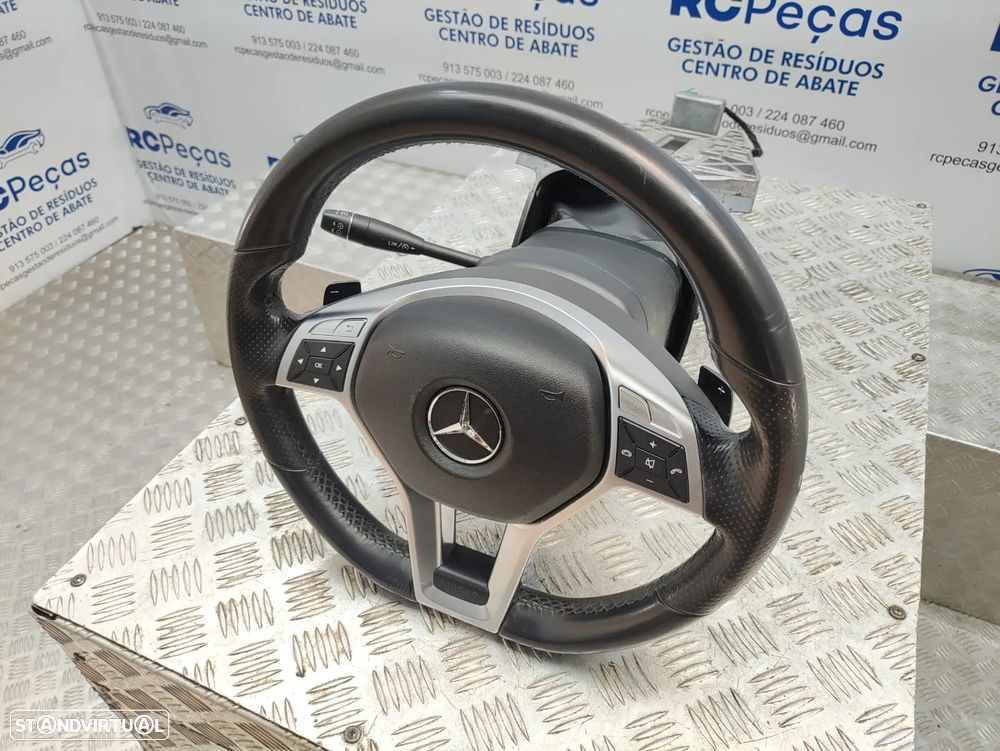 Volante Completo Flat Bottom em Pele Perfurada Original Mercedes Benz Class C W204 AMG Facelift Patilhas Multifunções - 4