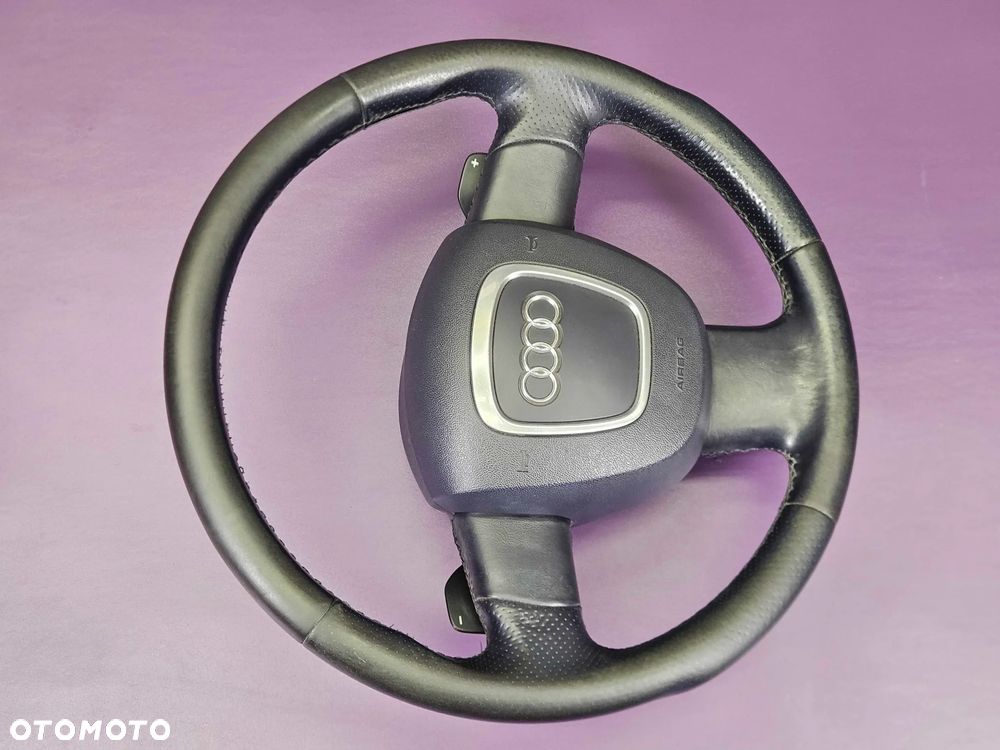Kierownica Trzy 3 Ramienna Czarna Pikowana Skóra Łopatki Automat Air Bag Poduszka AUDI A6 C6 A4 B7 A3 8P - 5