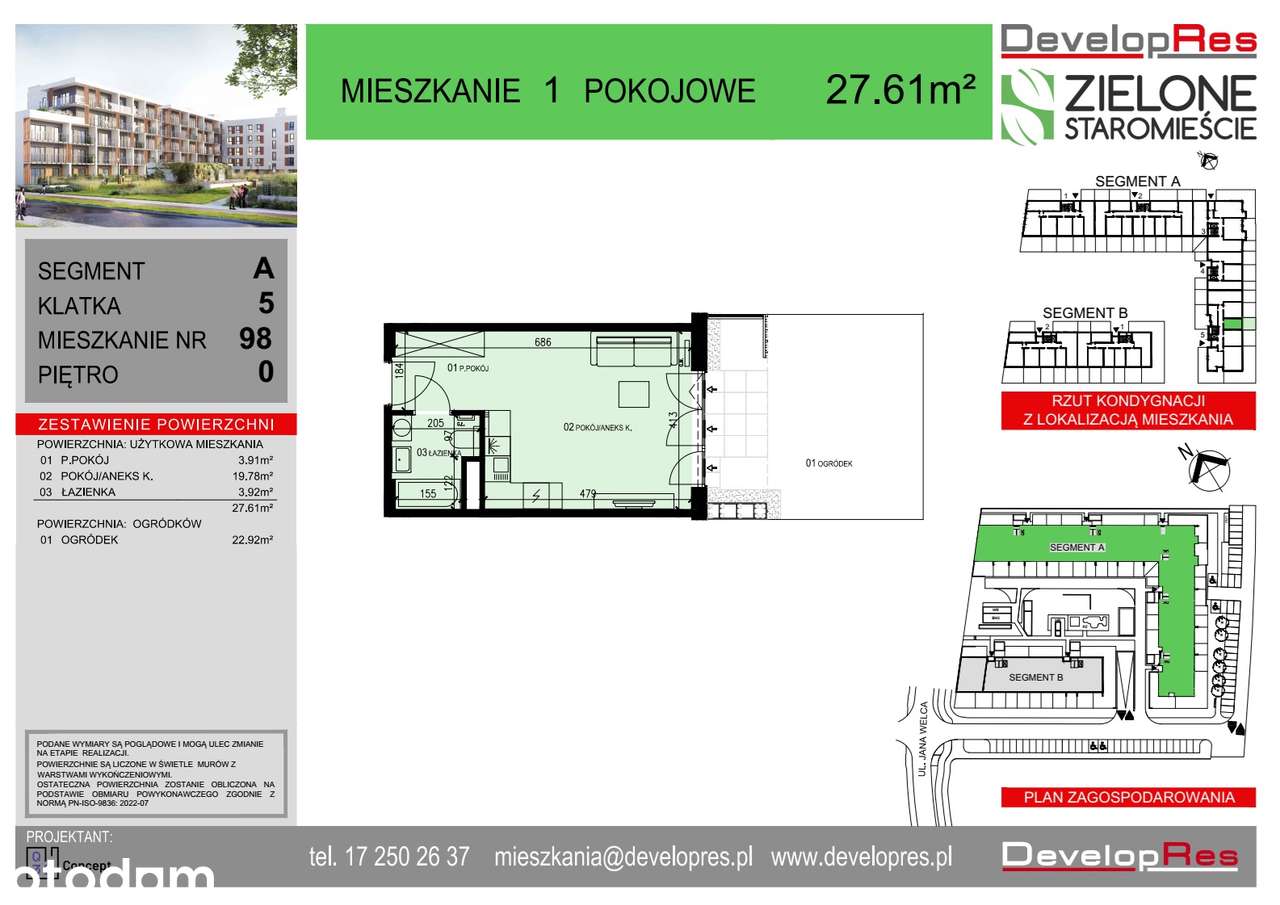 Kawalerka 27,61 m² z ogródkiem | A-98