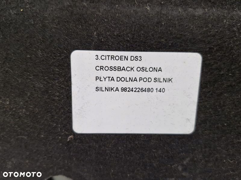 CITROEN DS3 CROSSBACK OSŁONA PŁYTA DOLNA POD SILNIK SILNIKA 9824226480 - 11