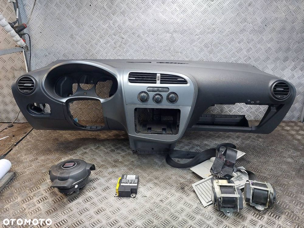 ZESTAW AIRBAG KOKPIT DESKA MODUŁ PODUSZKI PASY SEAT LEON II 1P0880201 - 1