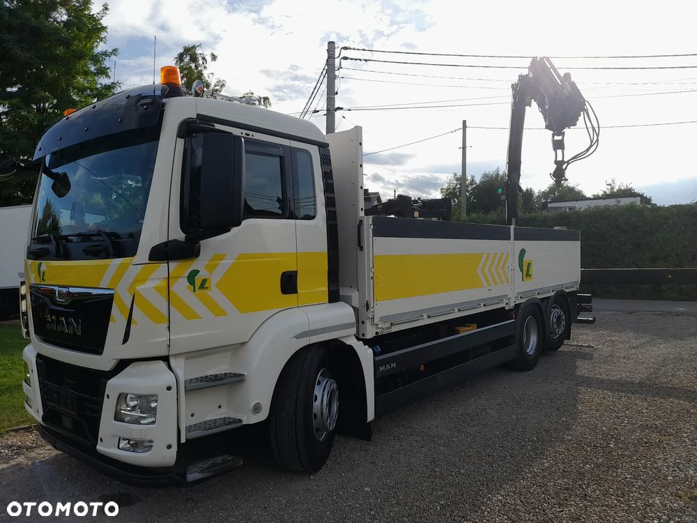 MAN TGS 26.400 6x2 oś skrętna/podnoszona HDS dzwig żuraw PALFINGER pk 19001 SLD5 SKŁADANY W " Z" 5x wysuw hydrauliczny + ROTATOR + CHWYTAK PALET + RADIO// FUL SERWIS W ASO MAN!!!! POTWIERDZONY Niski przebieg 313tys km!!!! - 7