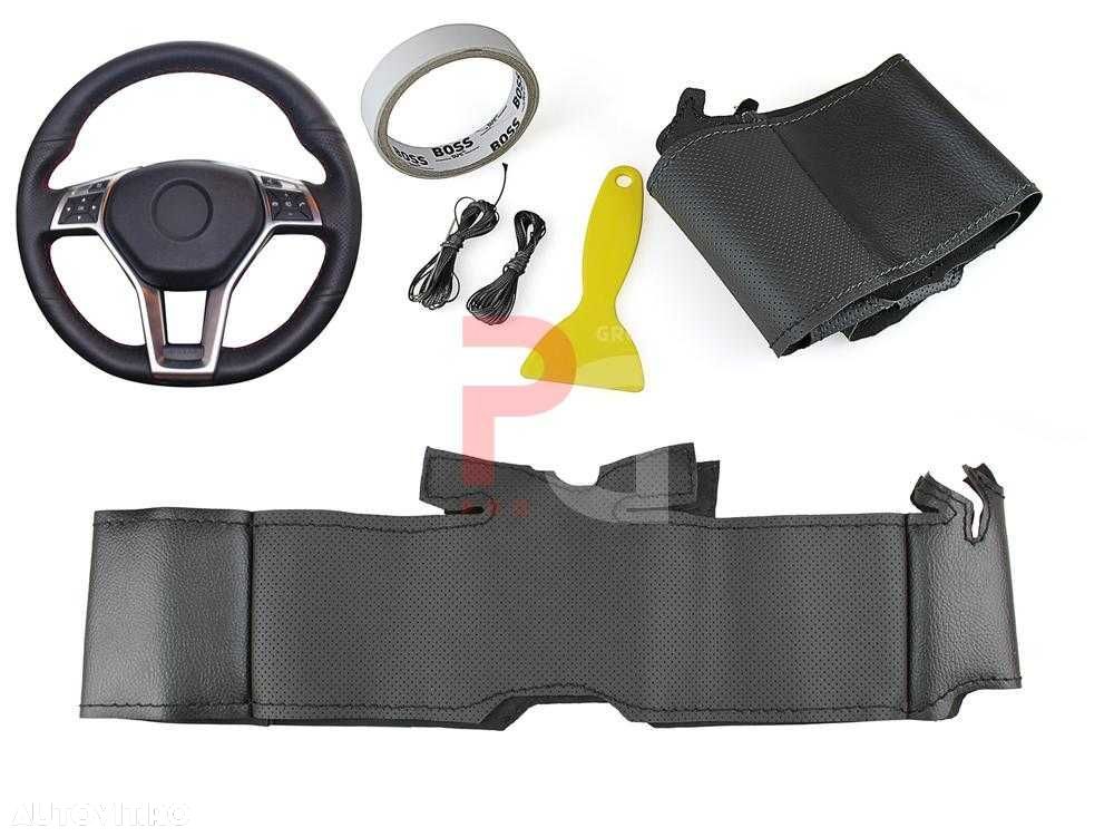 Husa volan piele negru 38 cm. MERCEDES CLA, W204, W176 - 1