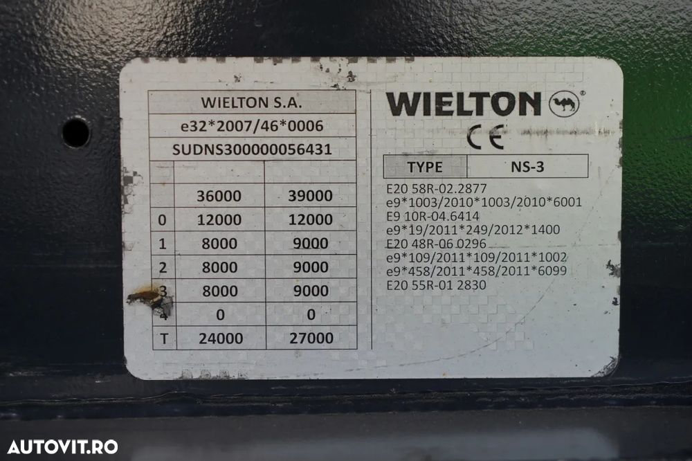 Wielton CORTINĂ WIELTON / MEGA / PLATFORMĂ JOSĂ / AXĂ RIDICATĂ / ACOPERIȘ RIDICAT - 27