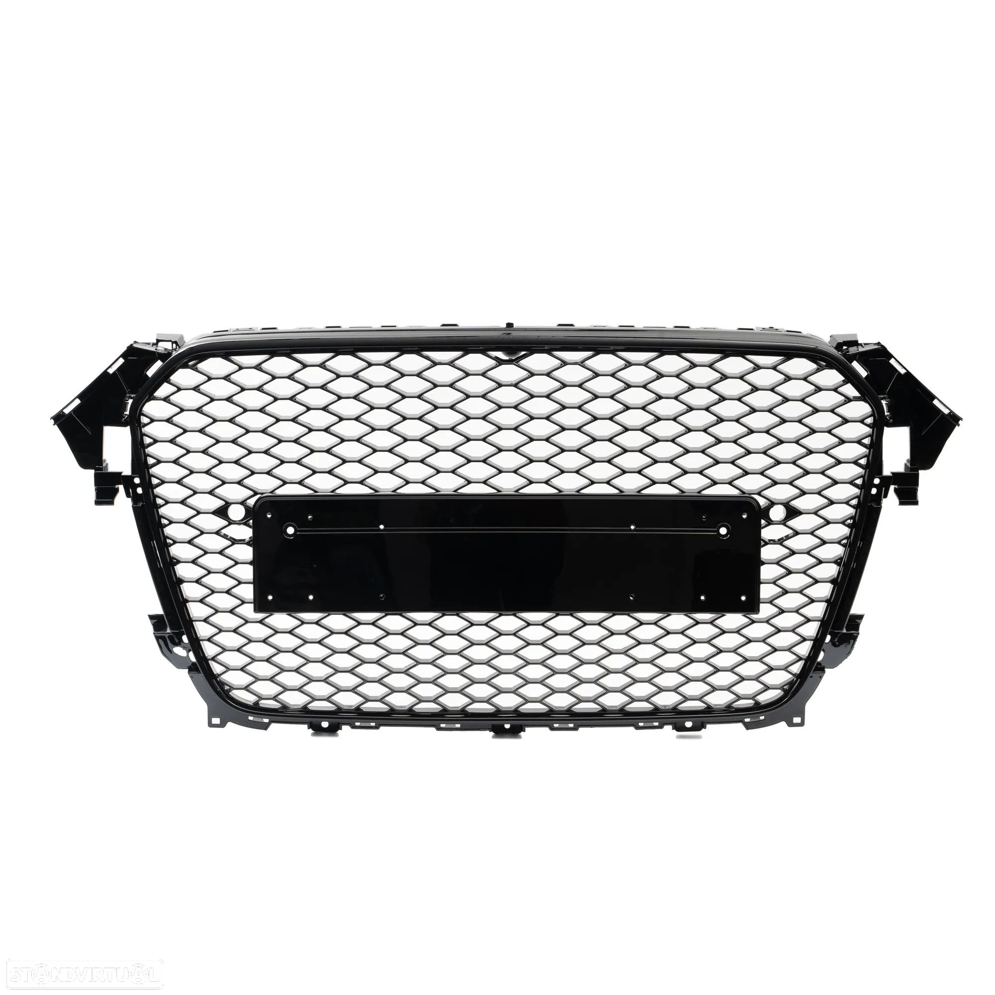Grelha frontal para Audi A4/S4 B8 12-15 Em Plastico ABS Look RS4 com aro em preto piano brilhante compatível com a versão Standart e S-Line - 1