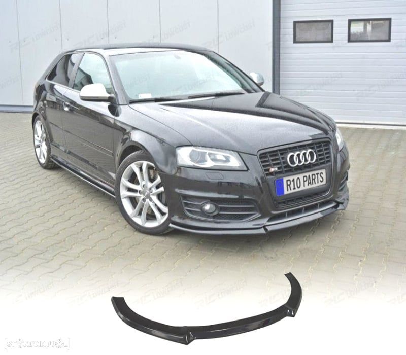 SPOILER LIP FRONTAL AUDI A3 8P 08-13 PRETO BRILHANTE - 1