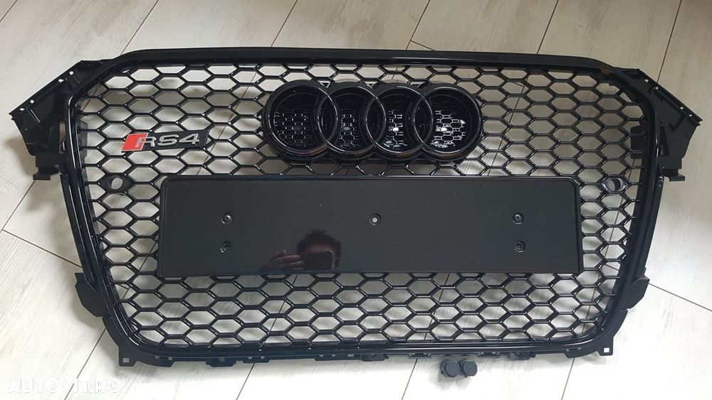 Grila-Fagure-RS4-Look-Audi-A4-B8.5-2012-2016-Negru-Lucios-Premium-Noua - 2